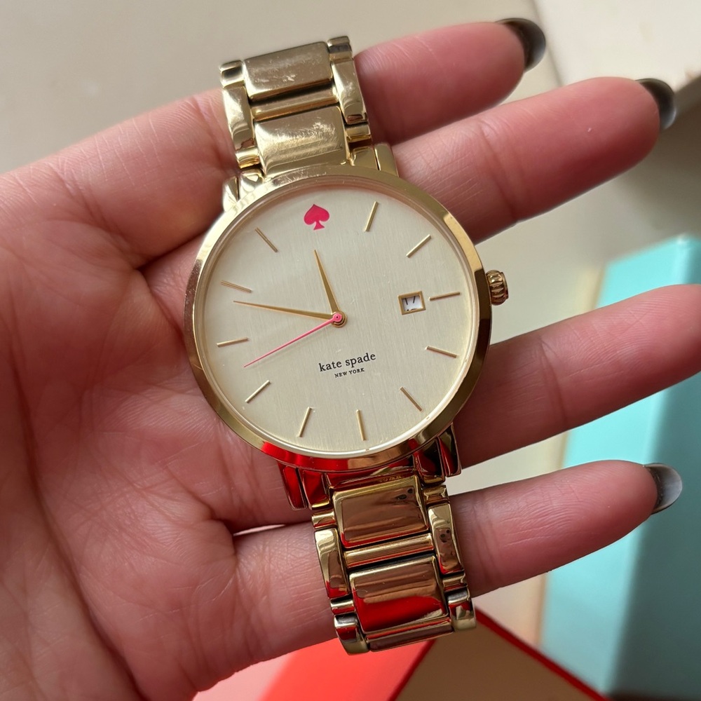 Kate Spade Gold-Tone Watch with White Dial with Box